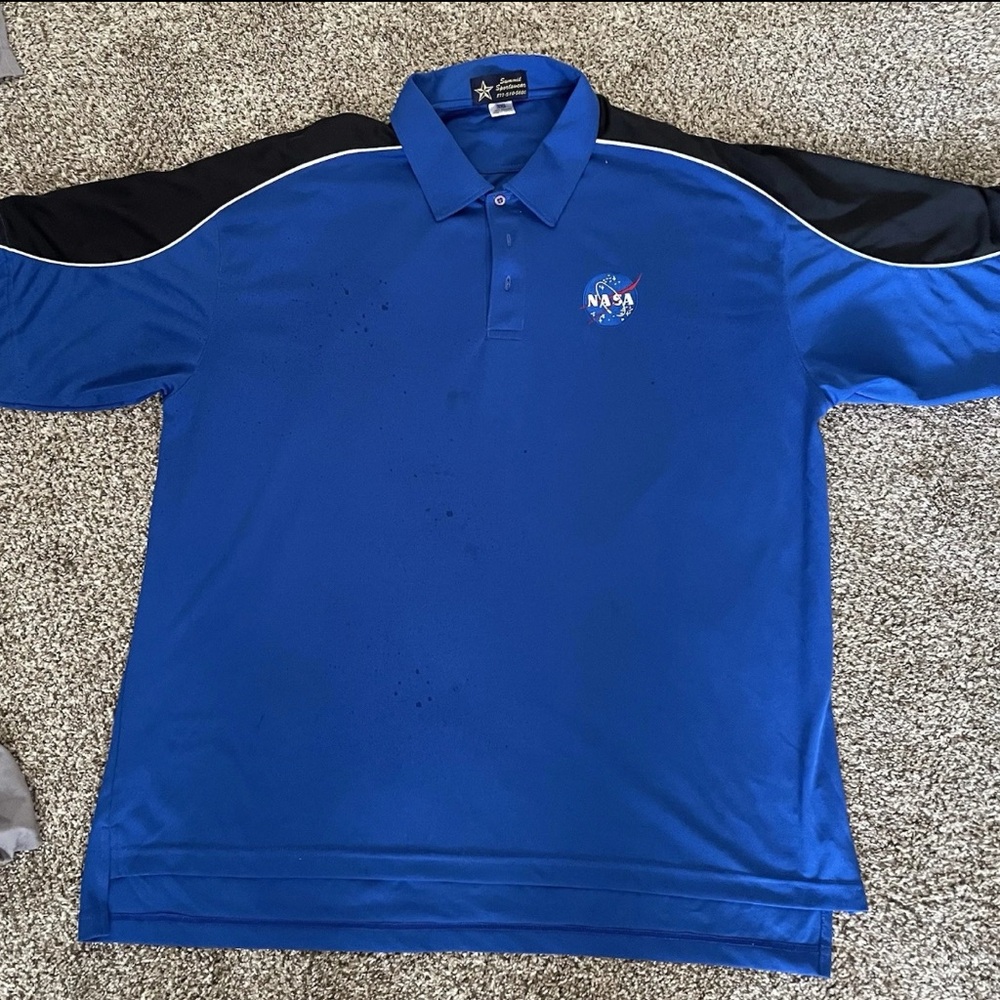 Vintage Blue NASA Polo Shirt 3XL